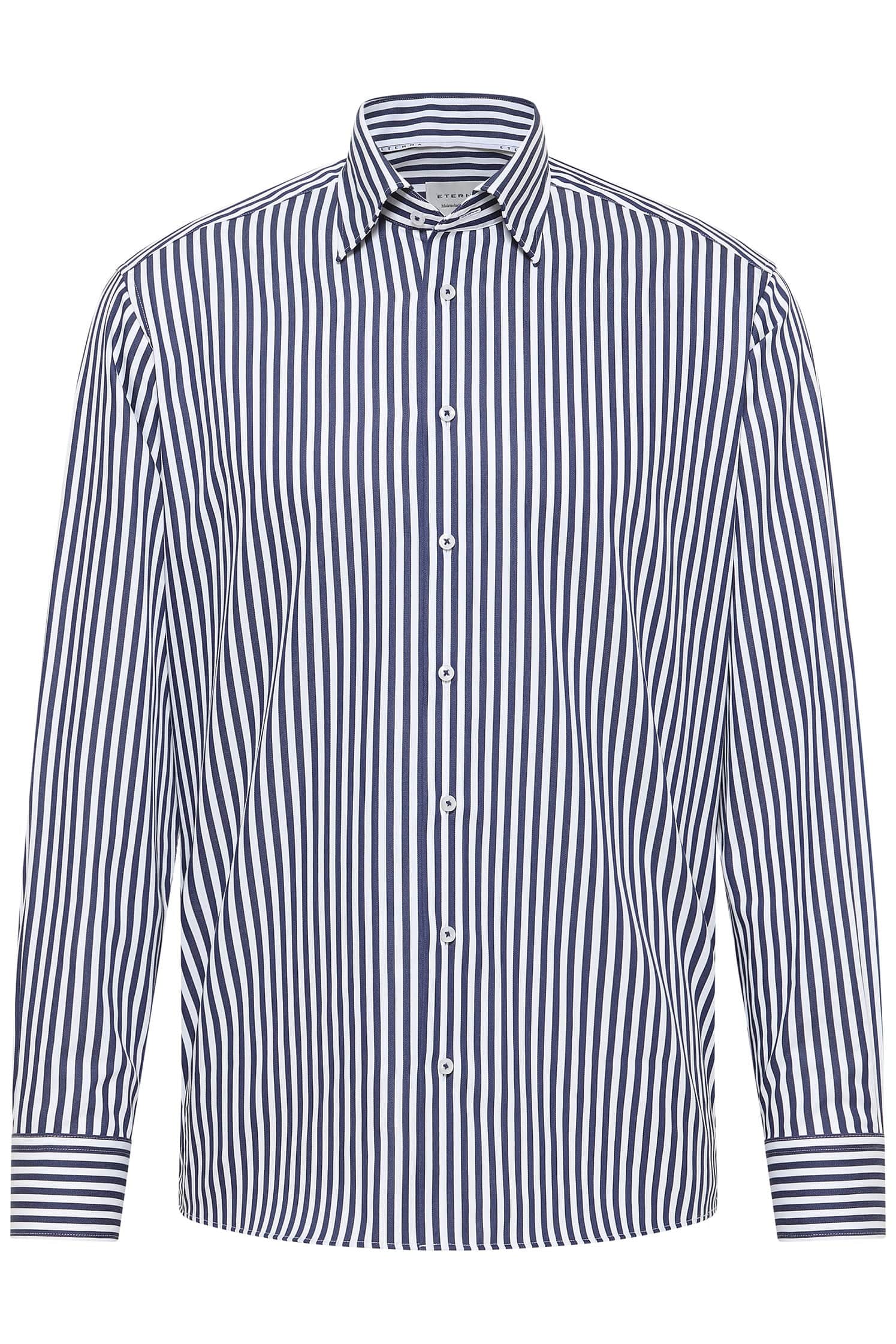 Eterna Modern Fit Bengal Stripe Shirt - Navy/White