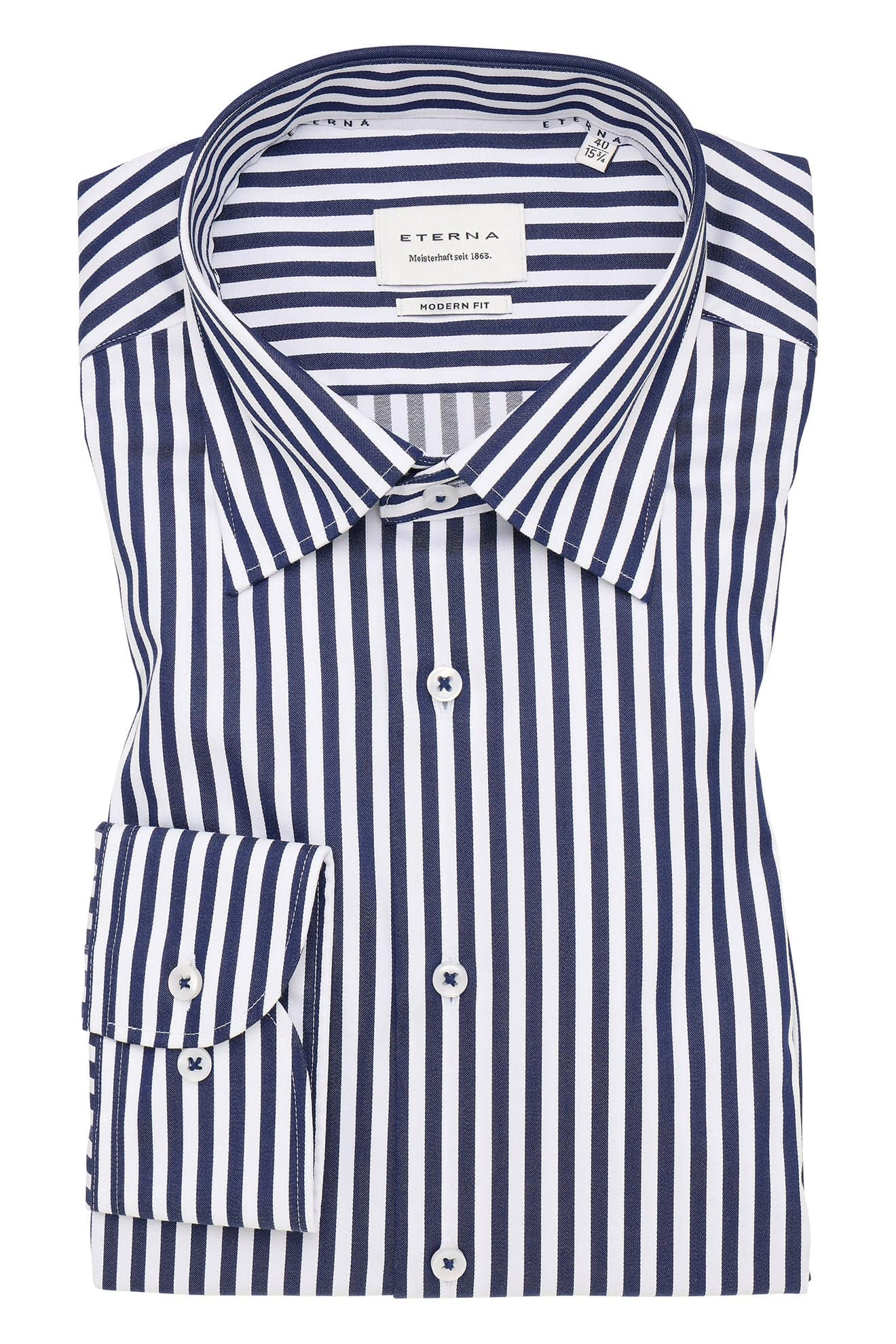 Eterna Modern Fit Bengal Stripe Shirt - Navy/White