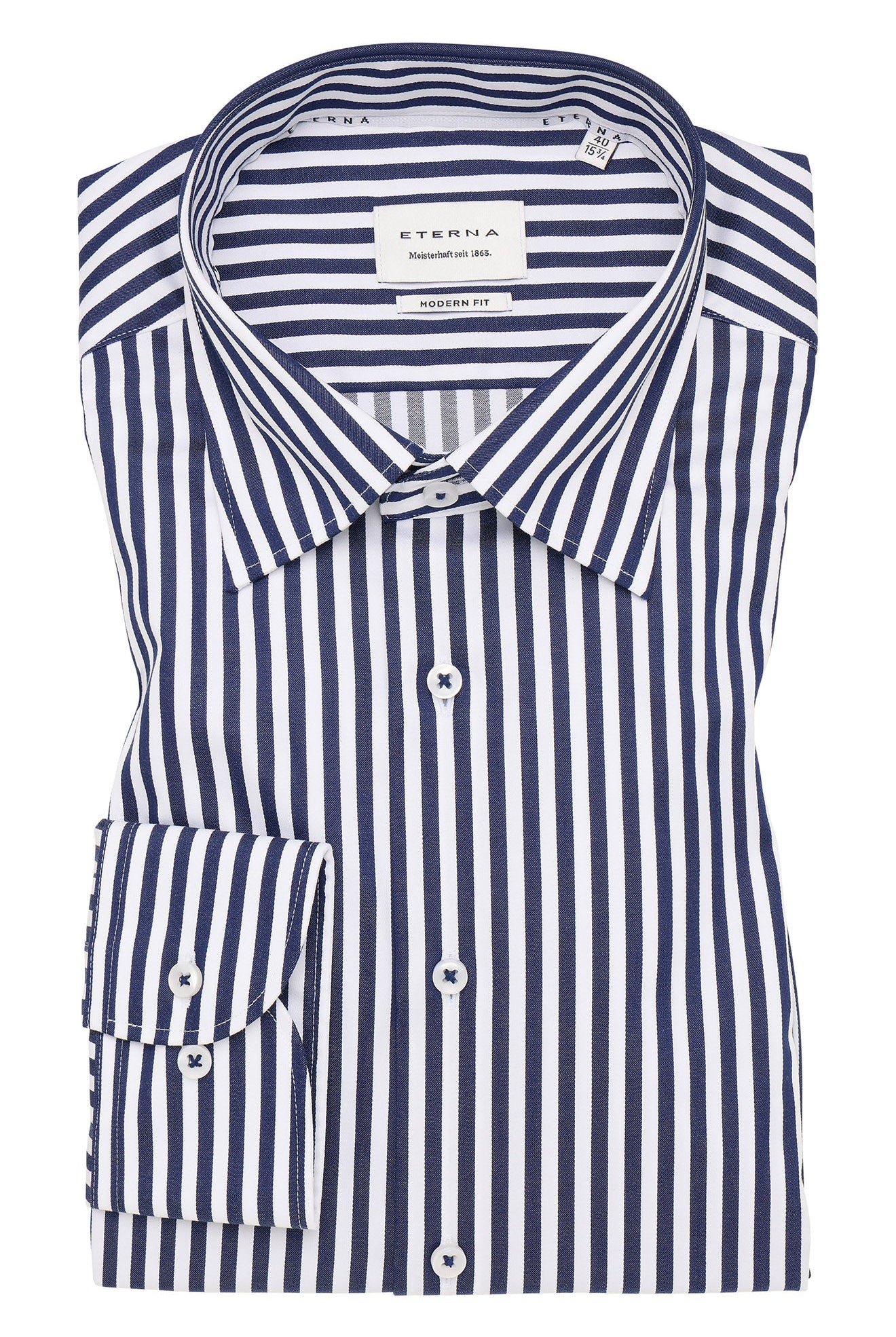 Eterna Modern Fit Bengal Stripe Shirt - Navy/White