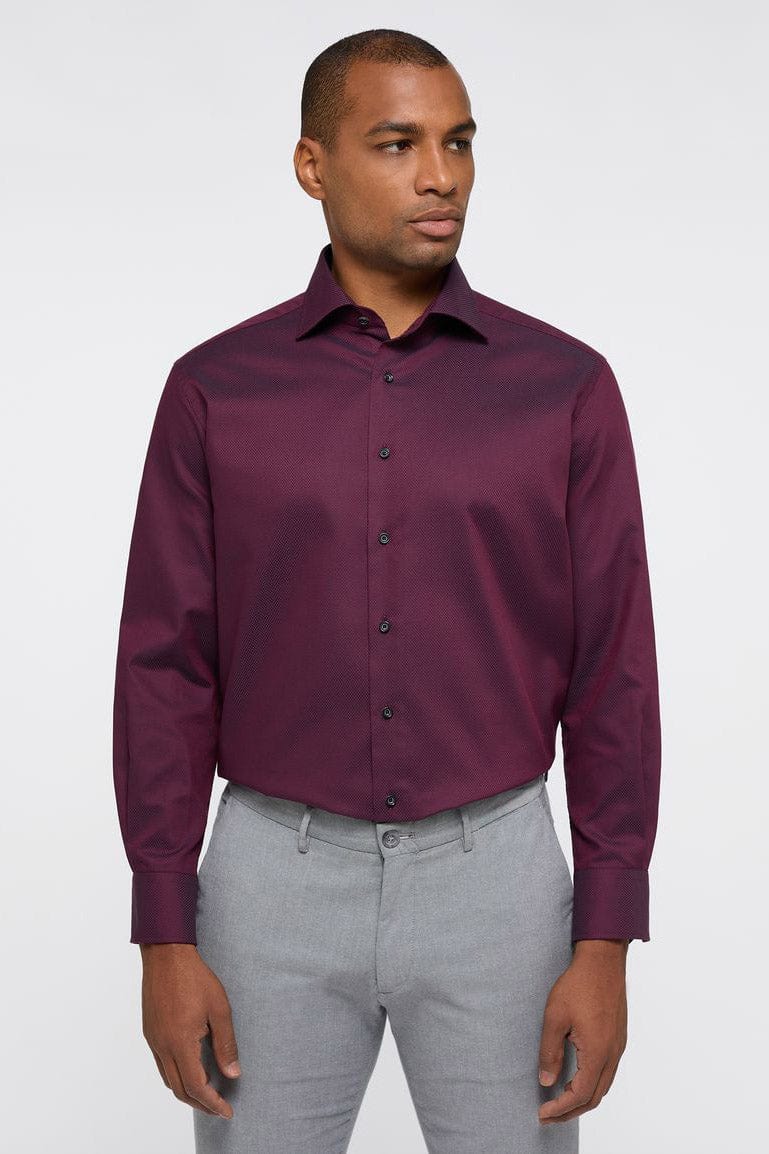 Eterna Modern Fit Dobby Cloth Shirt - Bordeaux