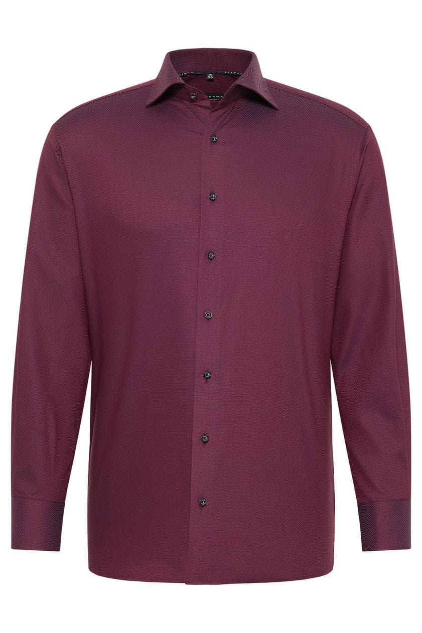 Eterna Modern Fit Dobby Cloth Shirt - Bordeaux