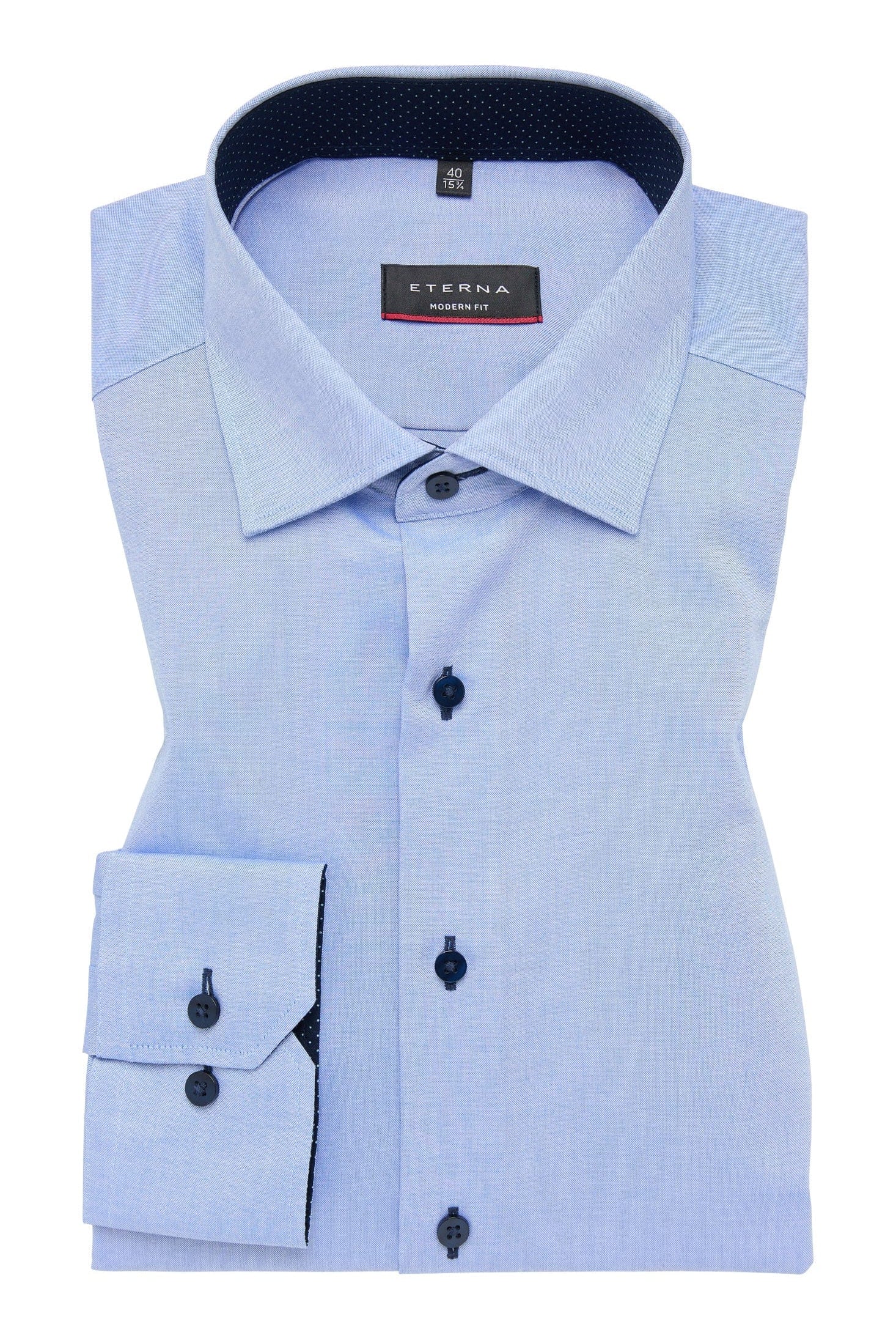 Eterna Modern Fit Fine Oxford Long Sleeve Shirt - Blue