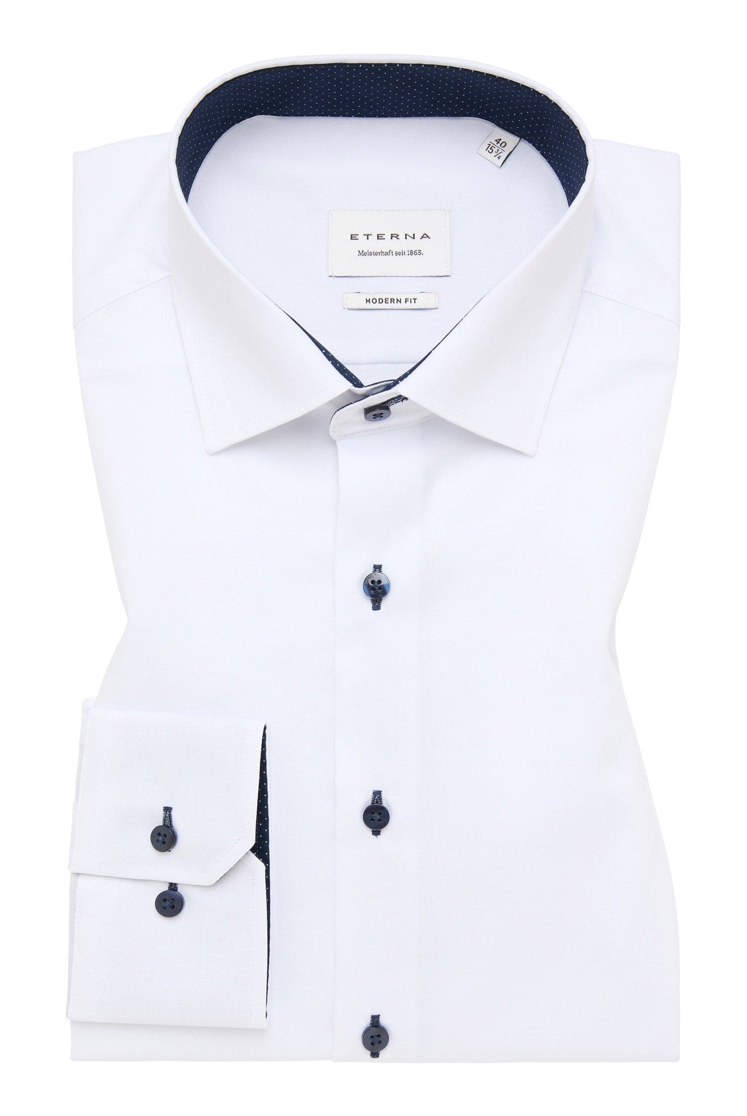 Eterna Modern Fit Fine Oxford Long Sleeve Shirt - White