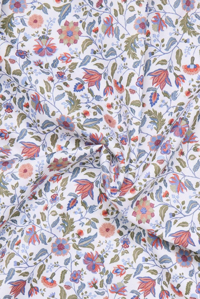 Eterna Modern Fit Floral Leaf Shirt - White/Multi