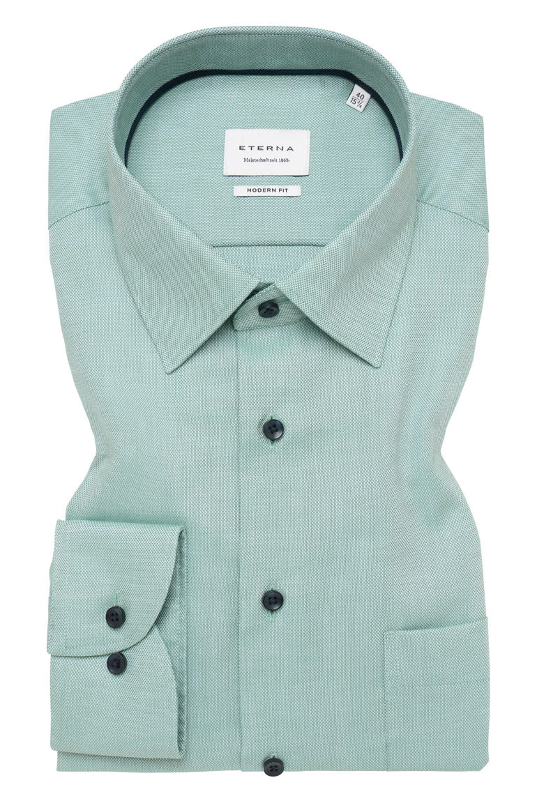 Eterna Modern Fit Micro Texture Shirt - Green