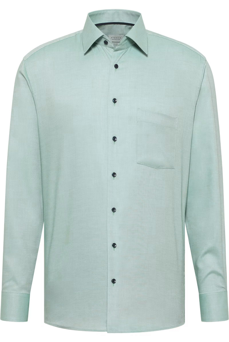 Eterna Modern Fit Micro Texture Shirt - Green