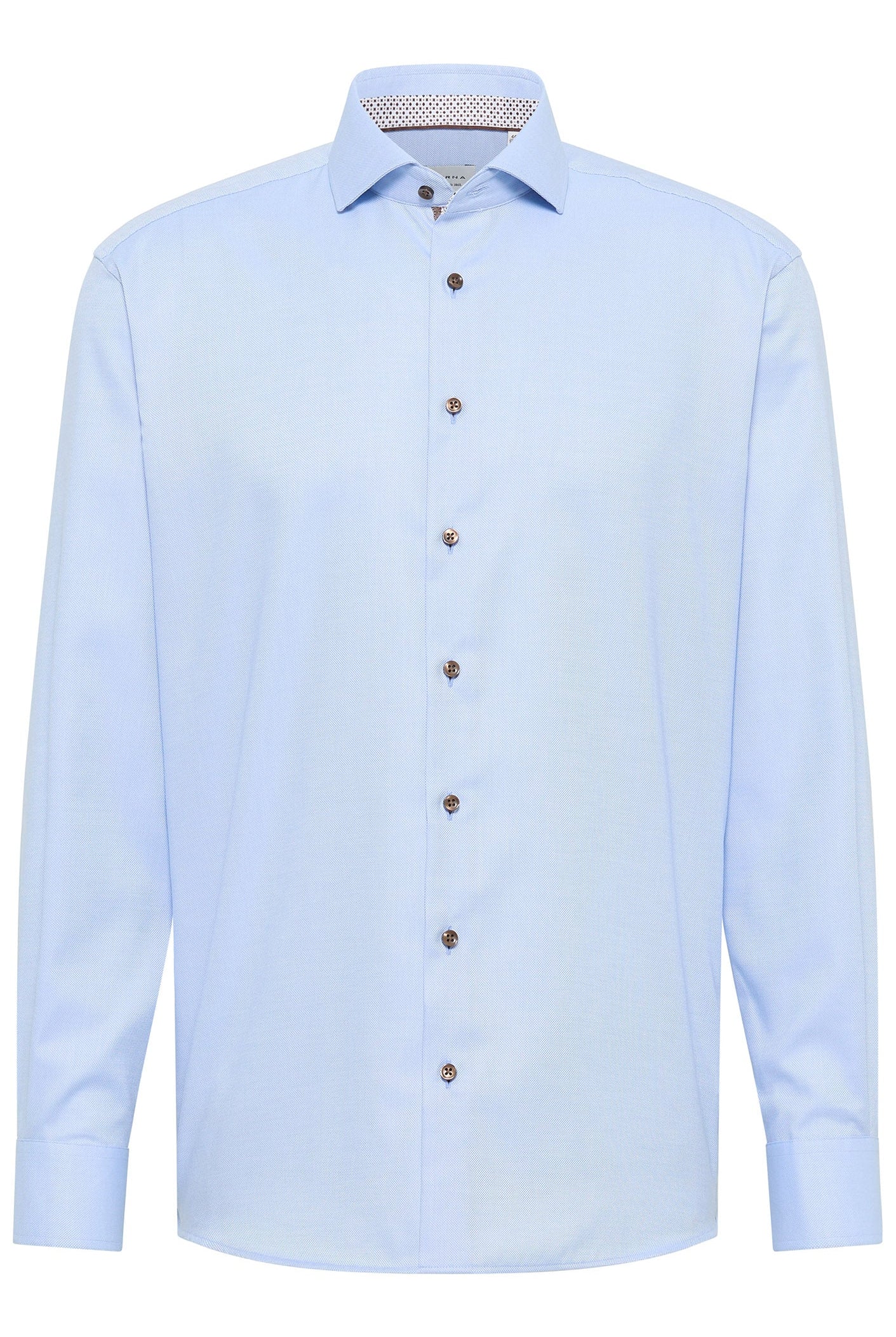 Eterna Modern Fit Micro Texture Shirt with Trim - Light Blue