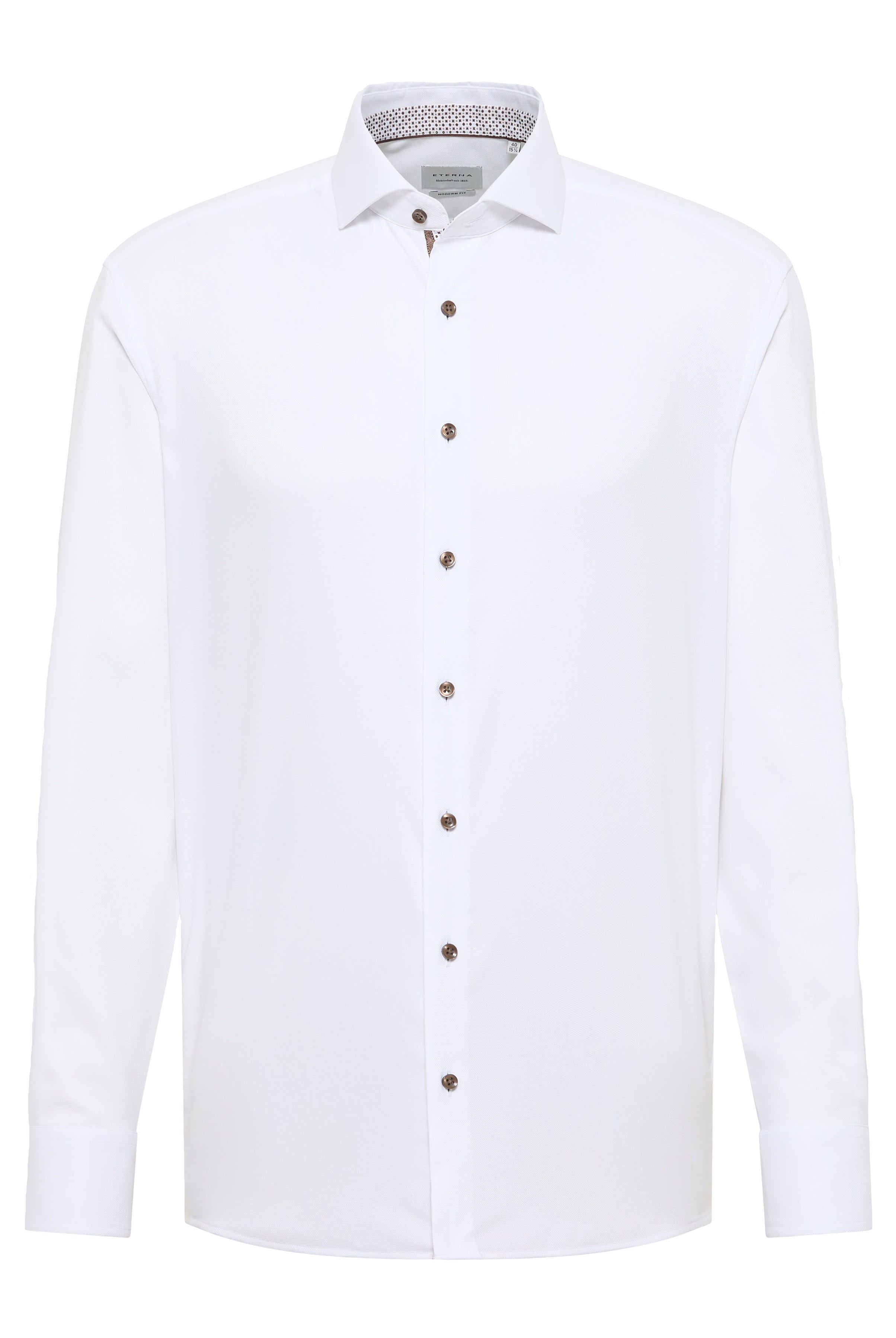 Eterna Modern Fit Micro Texture Shirt with Trim - White