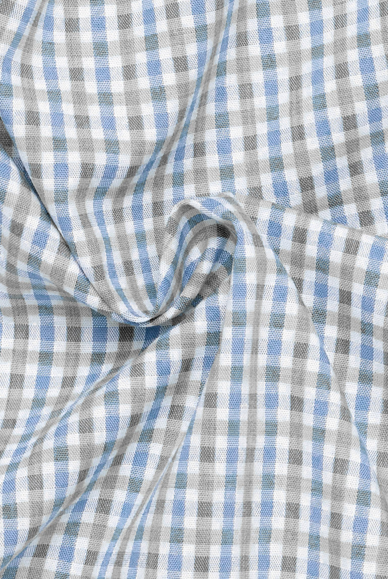 Eterna Modern Fit Neat Check Shirt - Blue/Grey