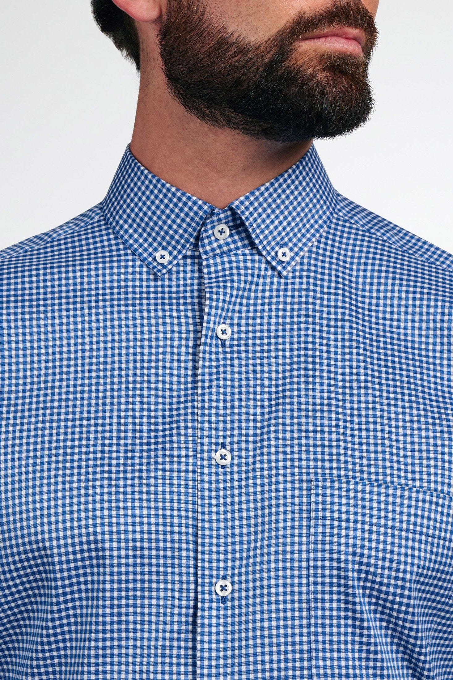 Eterna Modern Fit Performance Check Shirt - Blue/White