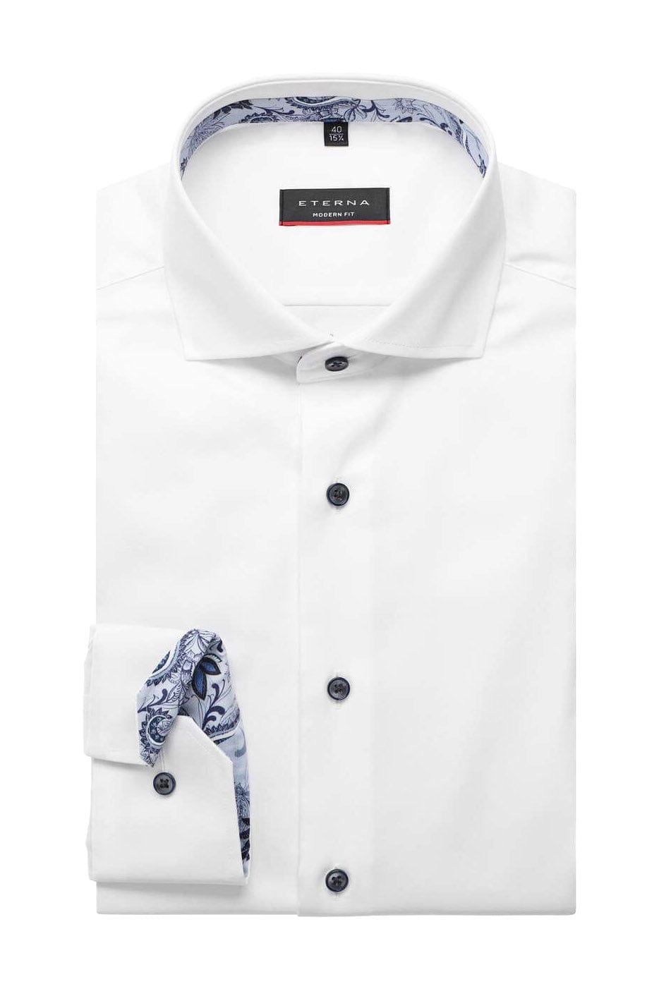 Eterna Modern Fit Performance Long Sleeve Shirt - White