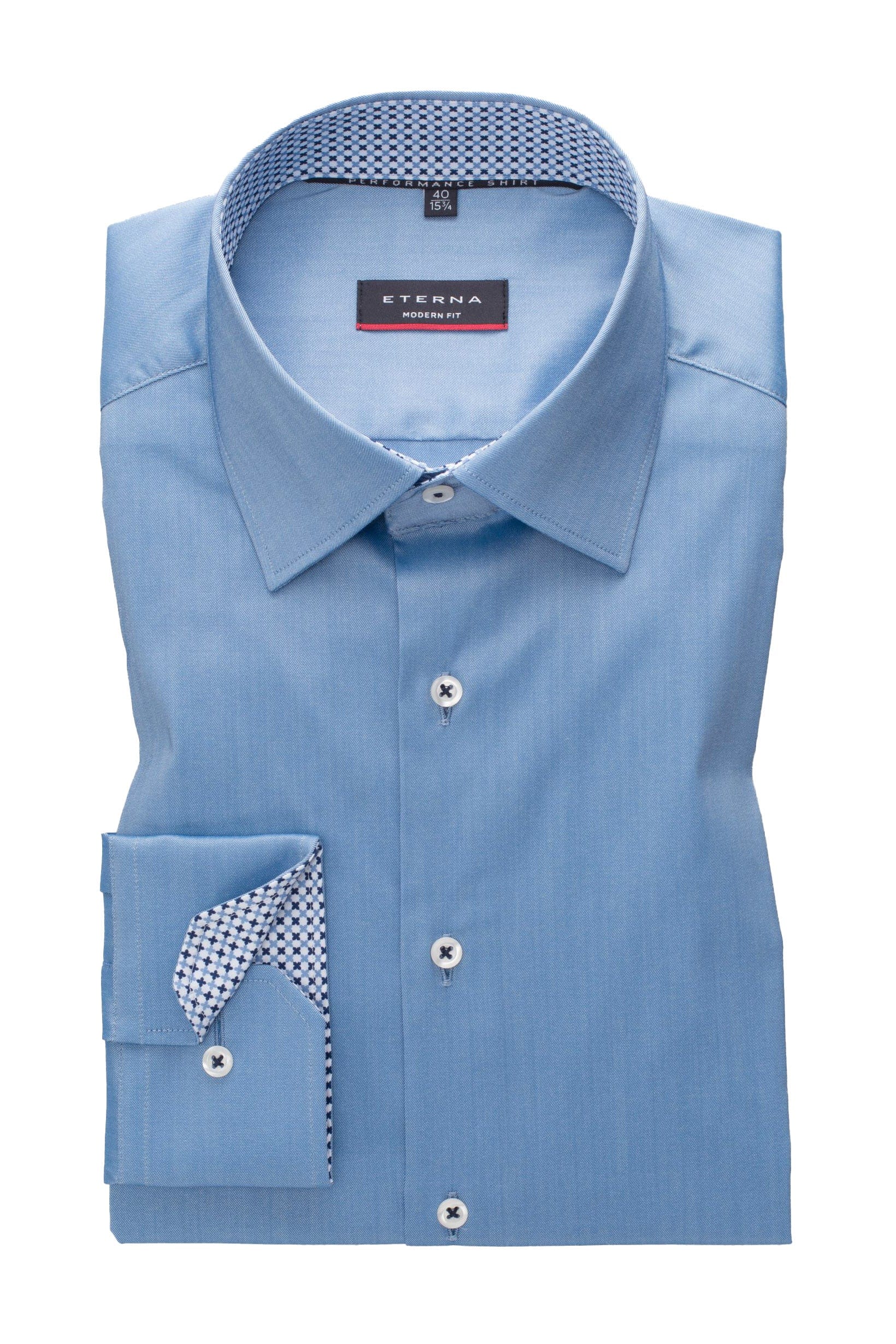 Eterna Modern Fit Performance Shirt - Mid Blue