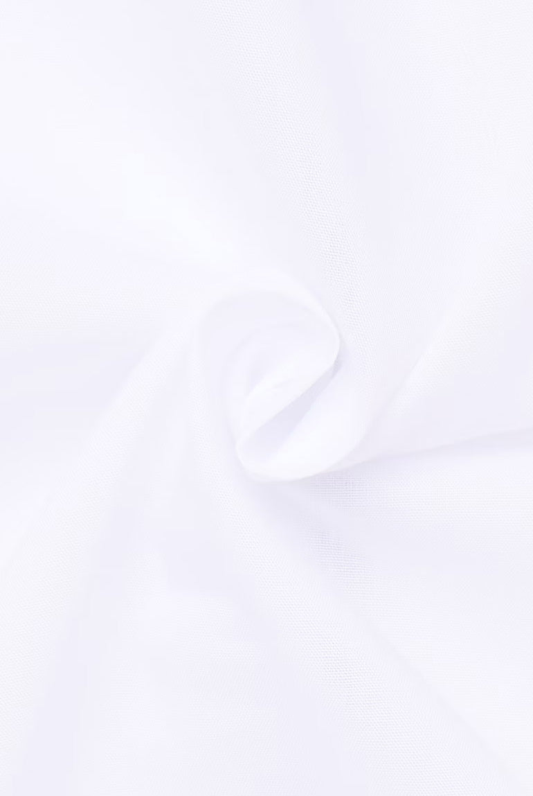 Eterna Modern Fit Plain Shirt with Navy Trim - White