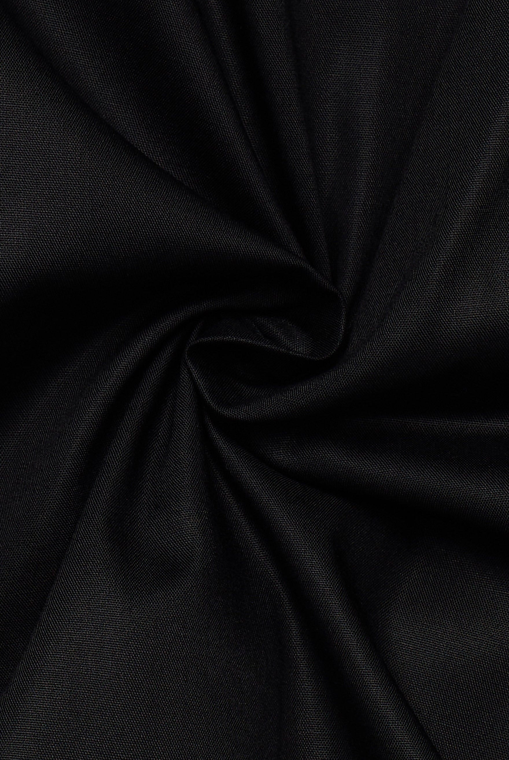 Eterna Modern Fit Plain Shirt with Trim - Black