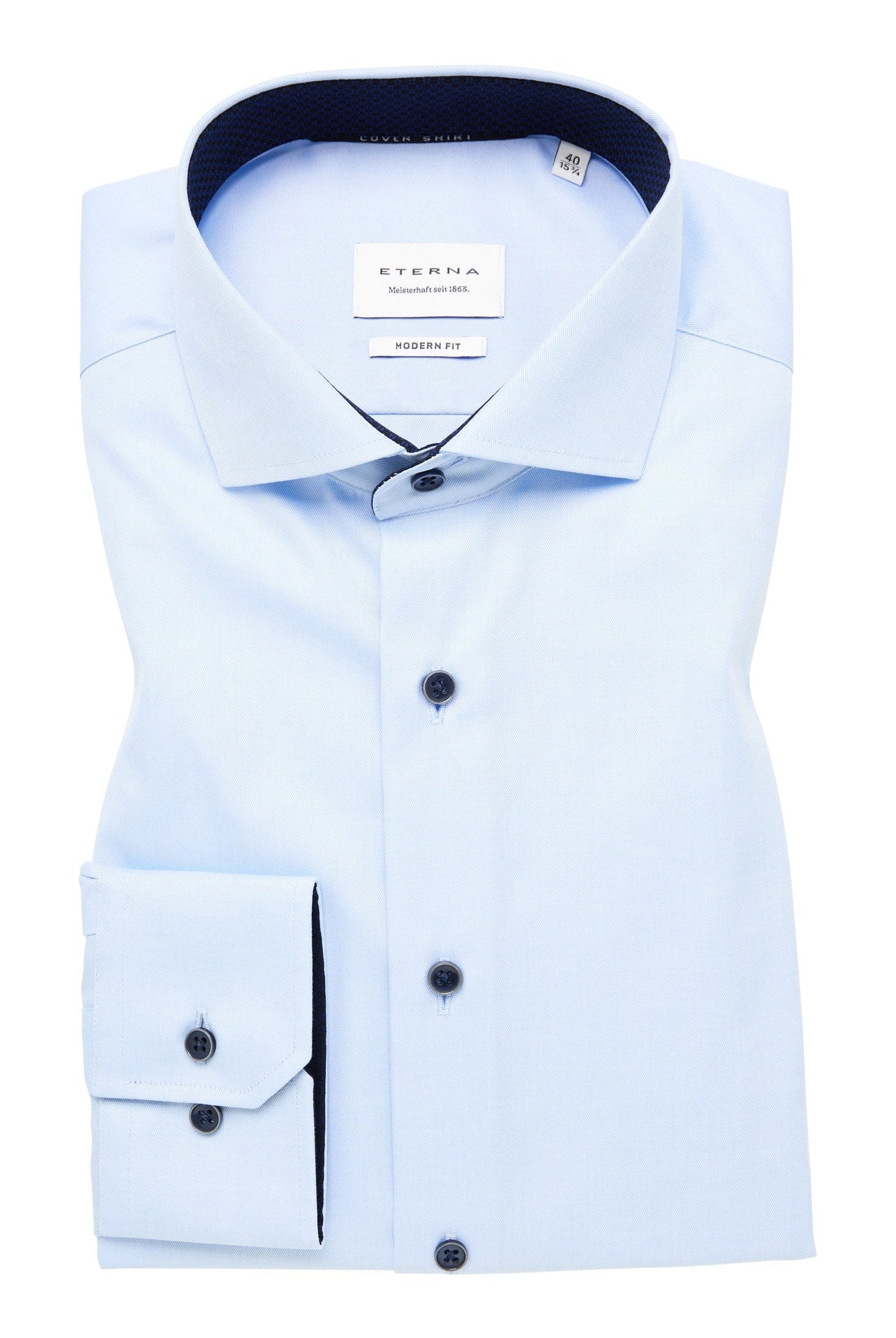 Eterna Modern Fit Plain Twill Cover Shirt - Light Blue