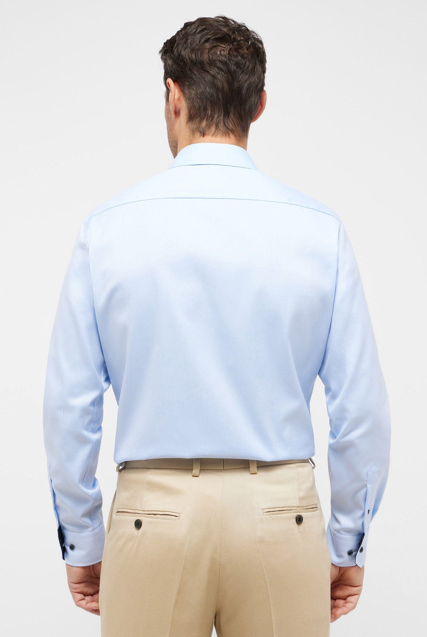 Eterna Modern Fit Plain Twill Cover Shirt - Light Blue