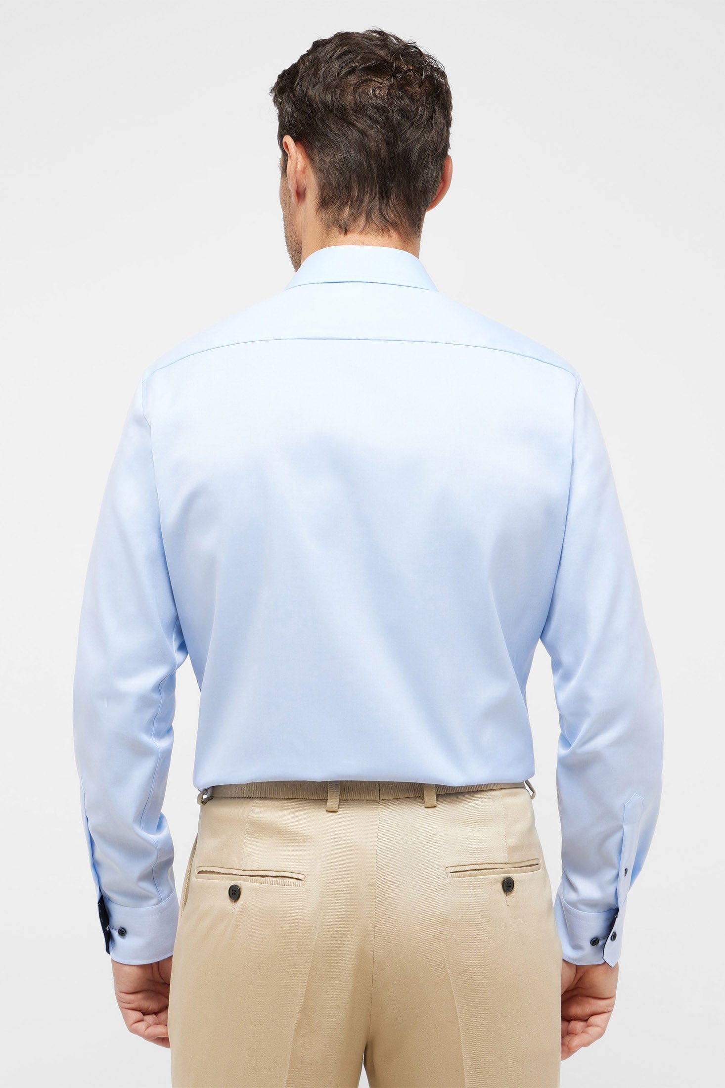 Eterna Modern Fit Plain Twill Cover Shirt - Light Blue