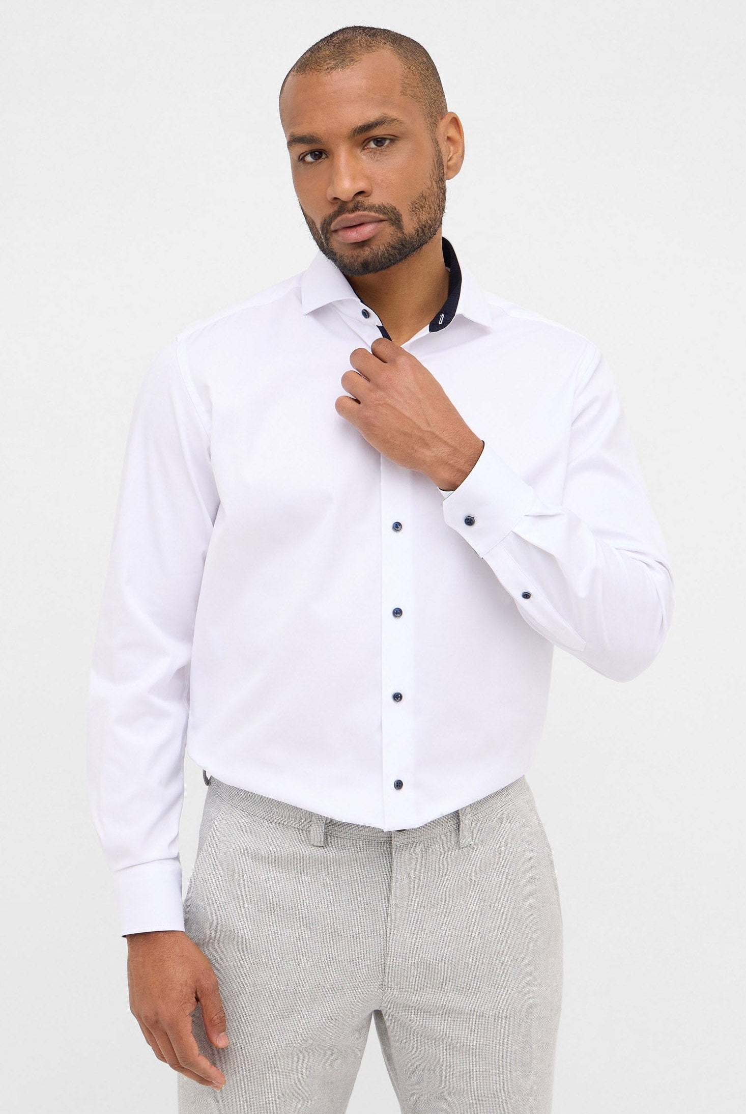 Eterna Modern Fit Plain Twill Cover Shirt - White