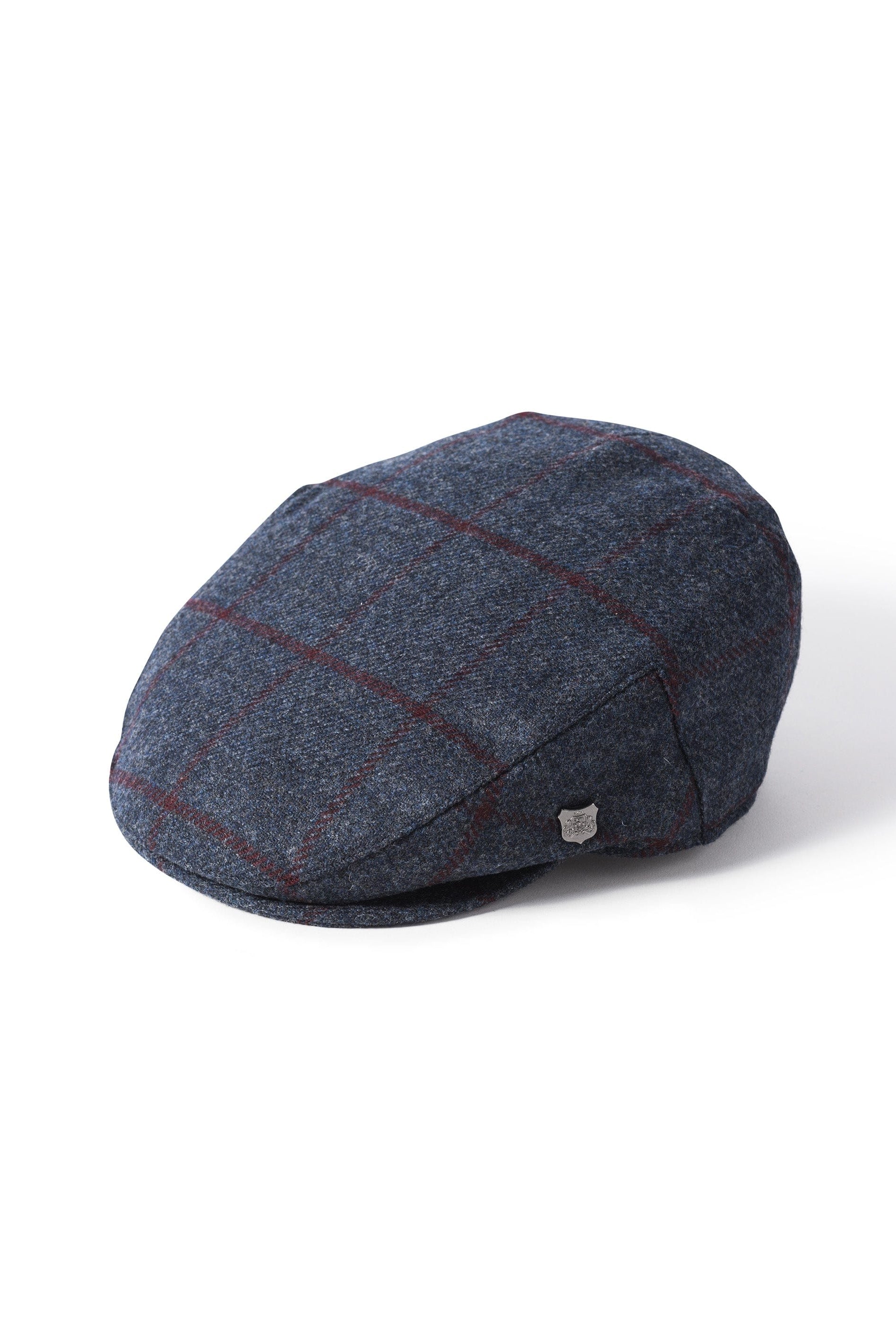 Failsworth Cambridge Tweed British Wool Flat Cap - Blue/Burgundy