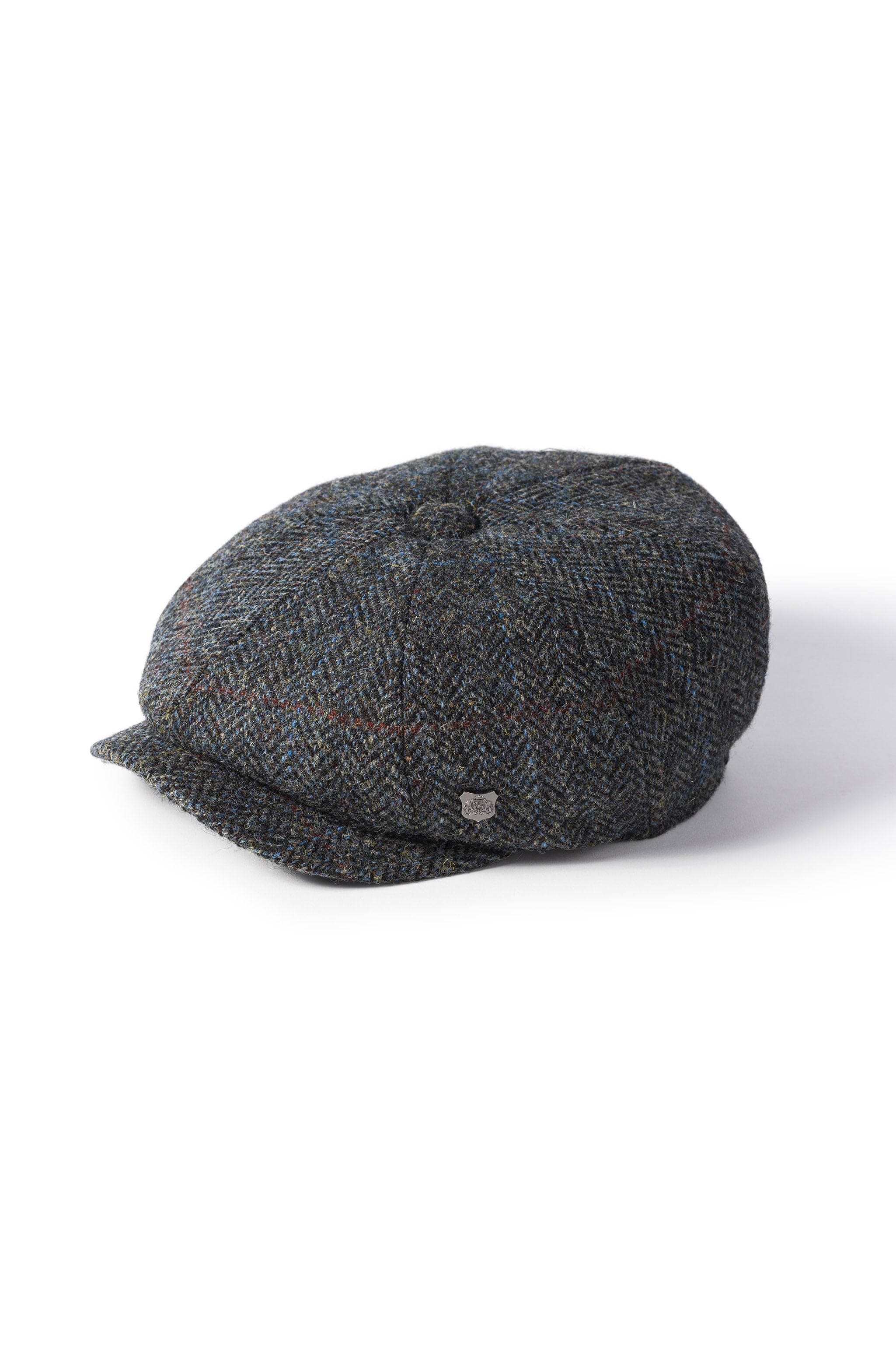 Failsworth Carloway Harris Tweed Newsboy Cap - Green/Blue