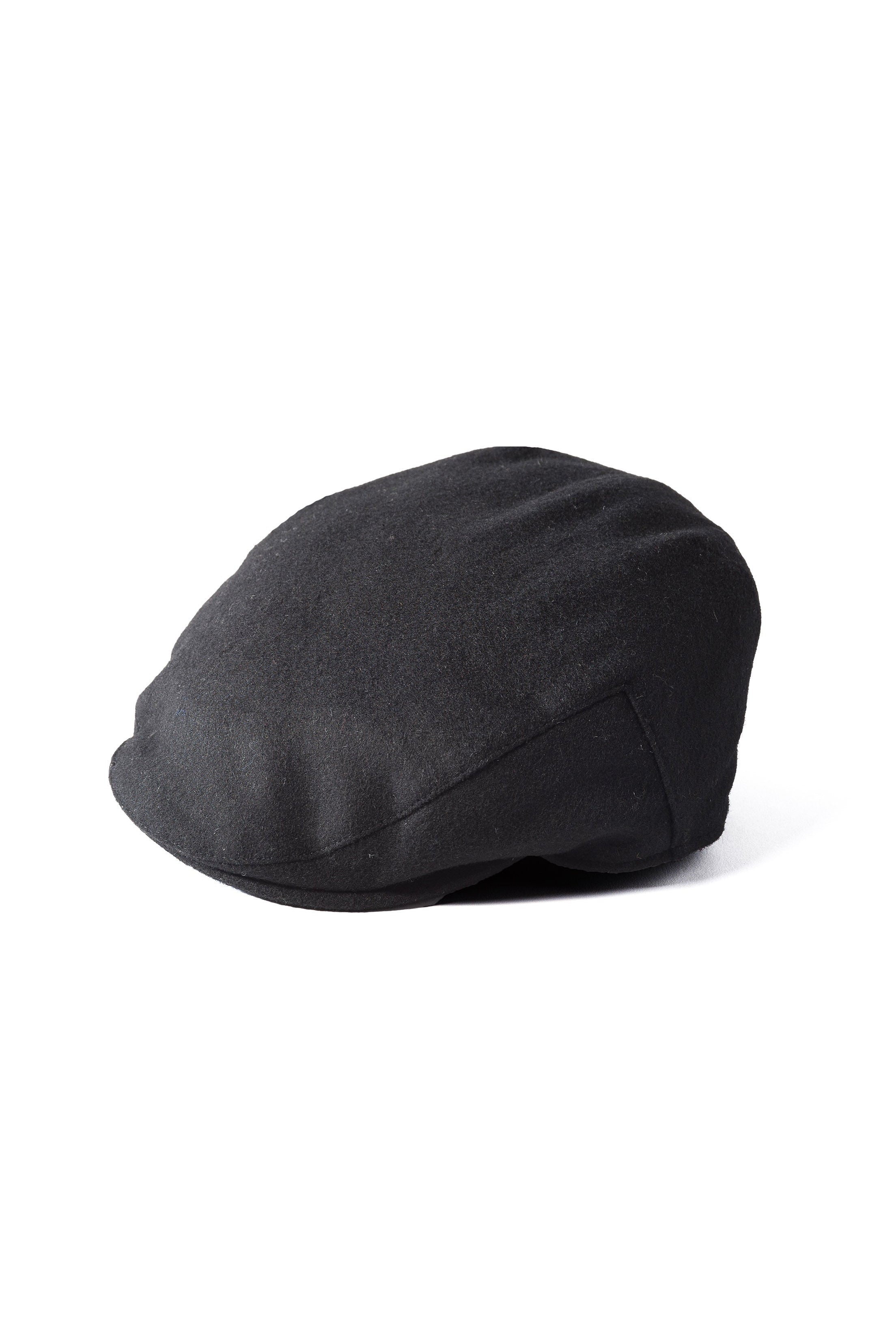 Failsworth Melton Wool Blend Flat Cap - Black