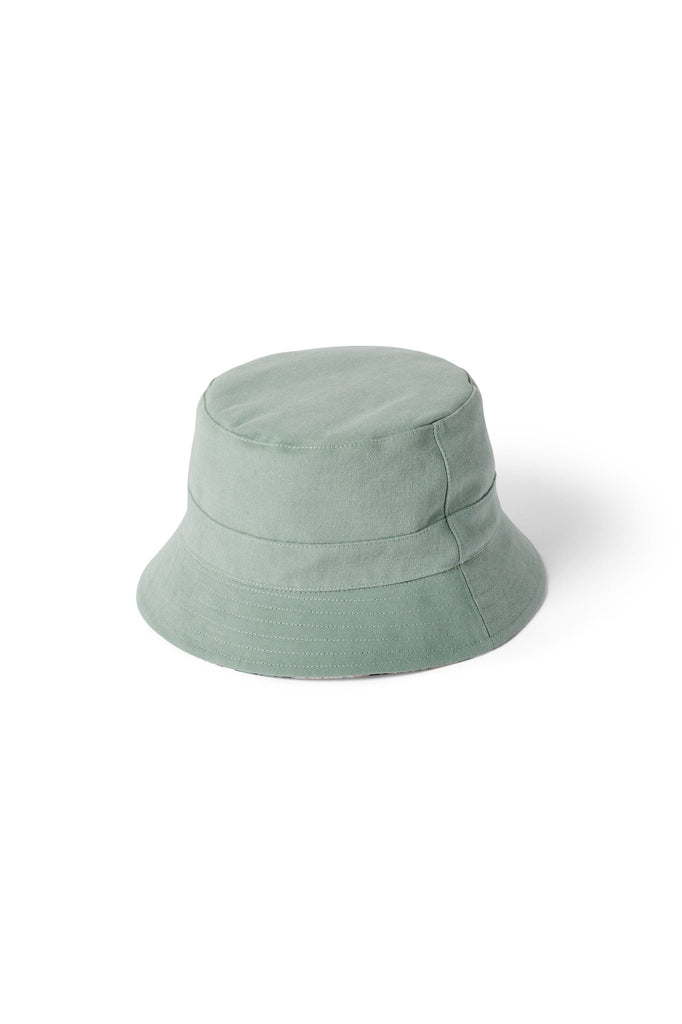 Failsworth Reversible Cotton Bucket Hat - Mint/Palm Print