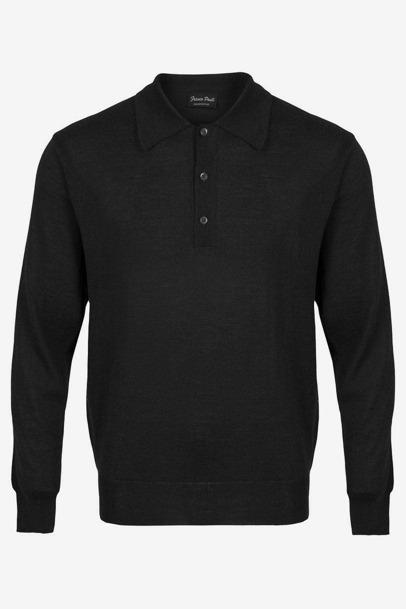 Franco Ponti Light Weight Merino Wool Polo Shirt - Black