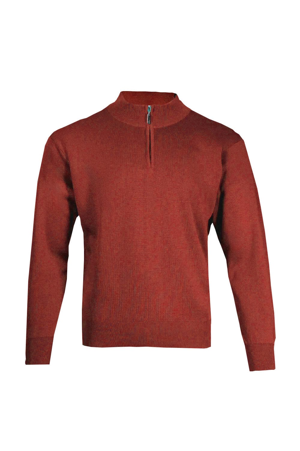 Franco Ponti Medium Weight Merino Wool 1/4 Zip Jumper - Rust