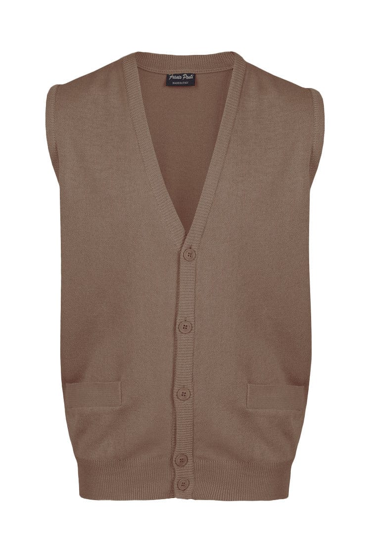 Franco Ponti Medium Weight Merino Wool Cardigan - Taupe