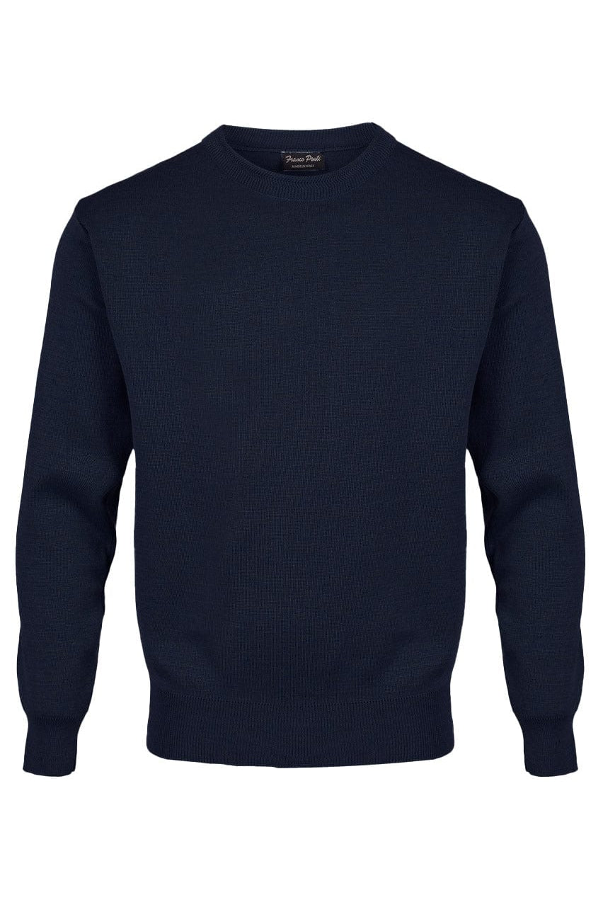 Franco Ponti Medium Weight Merino Wool Crew Neck Jumper - Navy