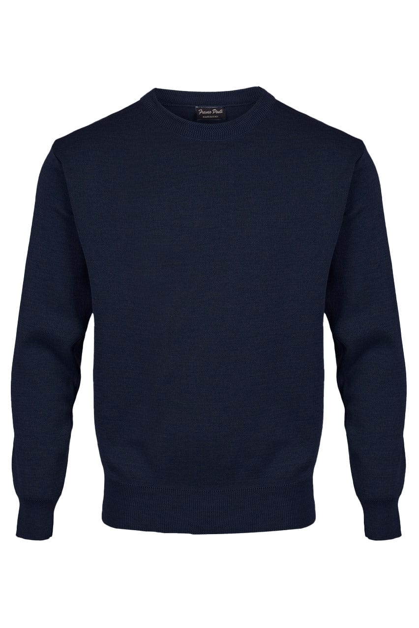 Franco Ponti Medium Weight Merino Wool Crew Neck Jumper - Navy