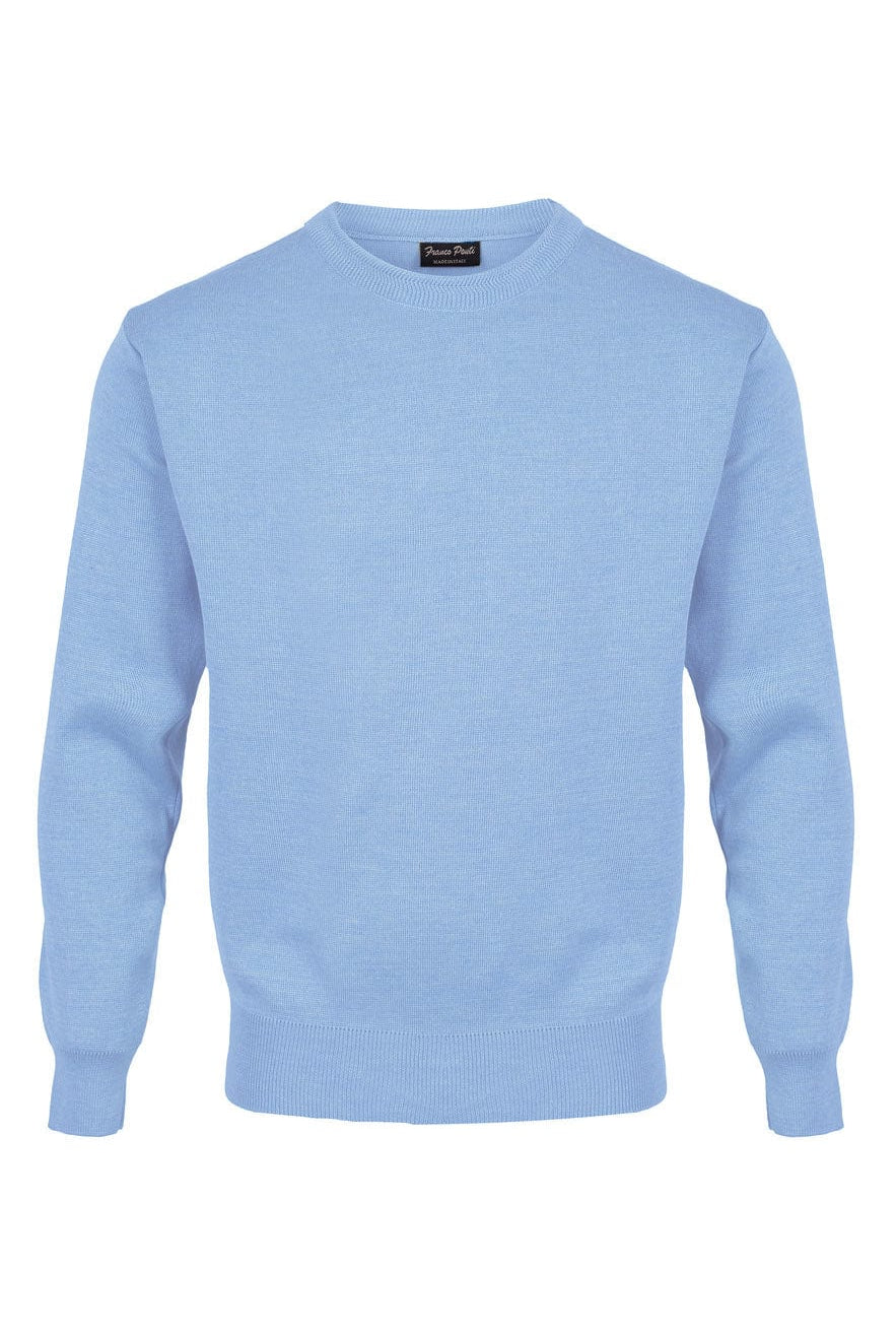 Franco Ponti Medium Weight Merino Wool Crew Neck Jumper - Sky