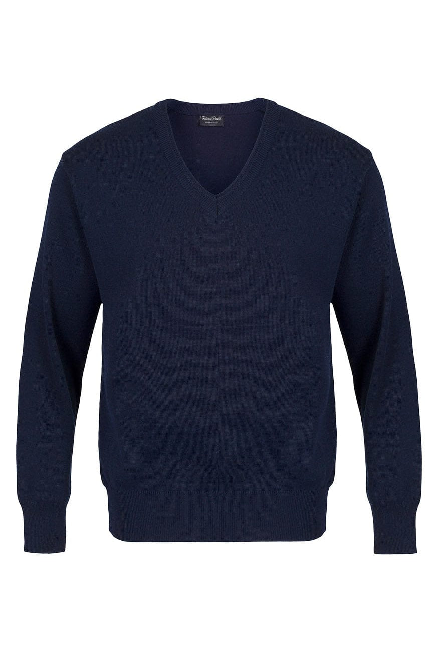 Franco Ponti Medium Weight Merino Wool V Neck Jumper - Navy