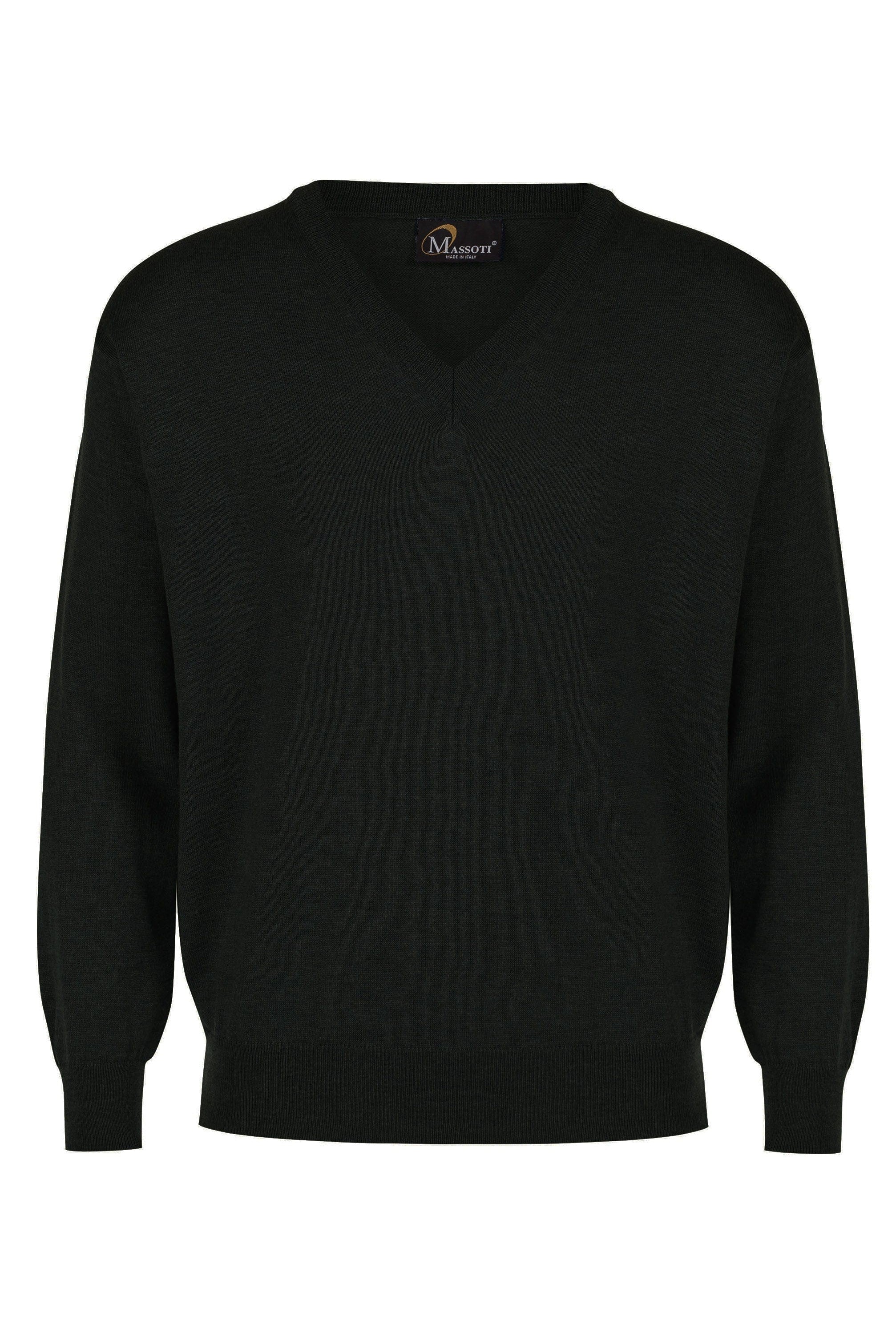 Franco Ponti Merino Wool Crew Neck Jumper - Black