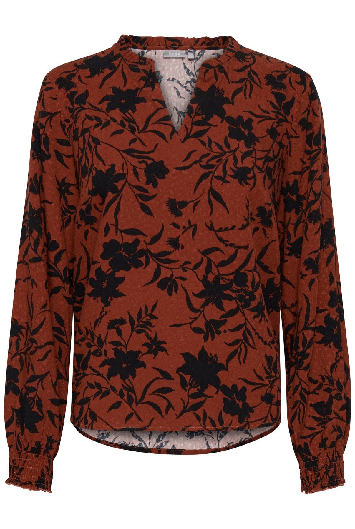 Fransa Lavisco Printed Blouse - Barn Red Mix
