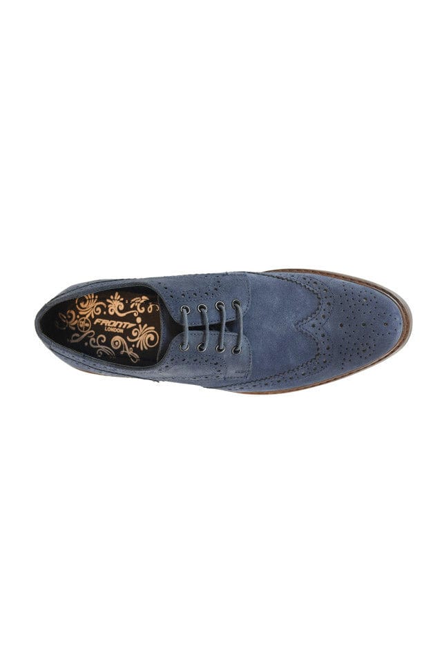 FRONT Balham Suede Leather Brogues - Navy