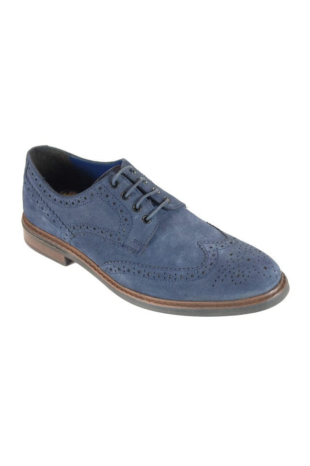 FRONT Balham Suede Leather Brogues - Navy