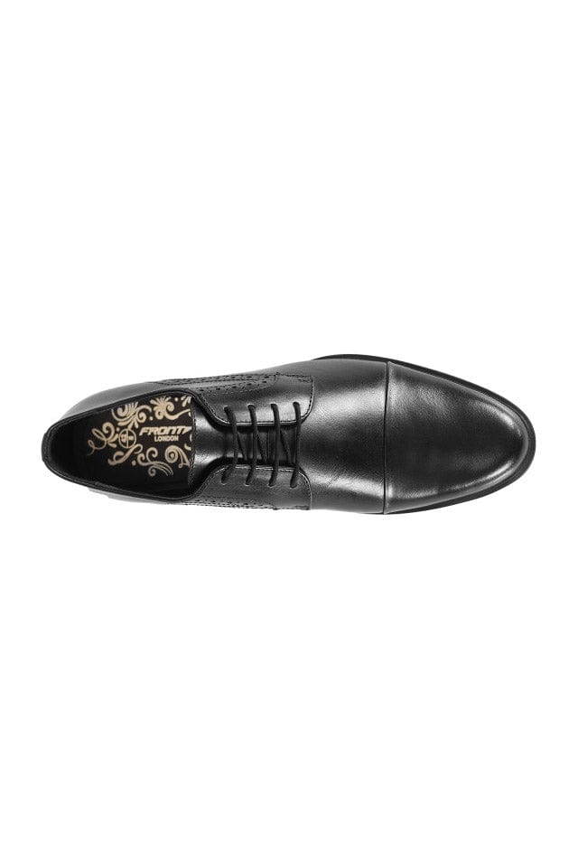 FRONT Mario Leather Brogue Derby Shoes - Black