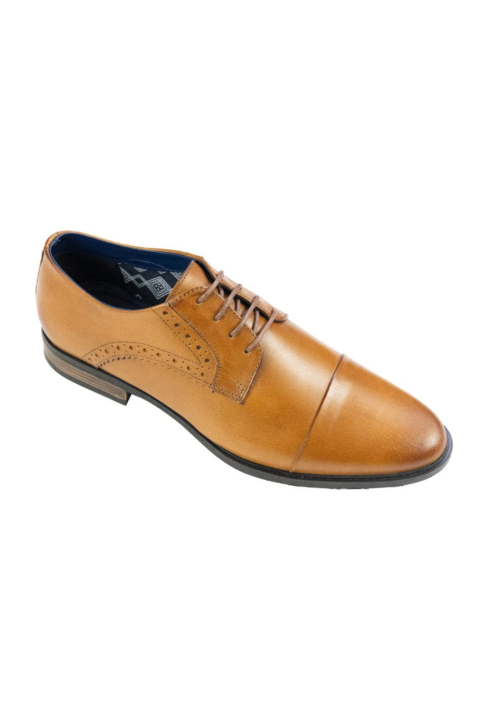 FRONT Mario Leather Brogue Derby Shoes - Tan