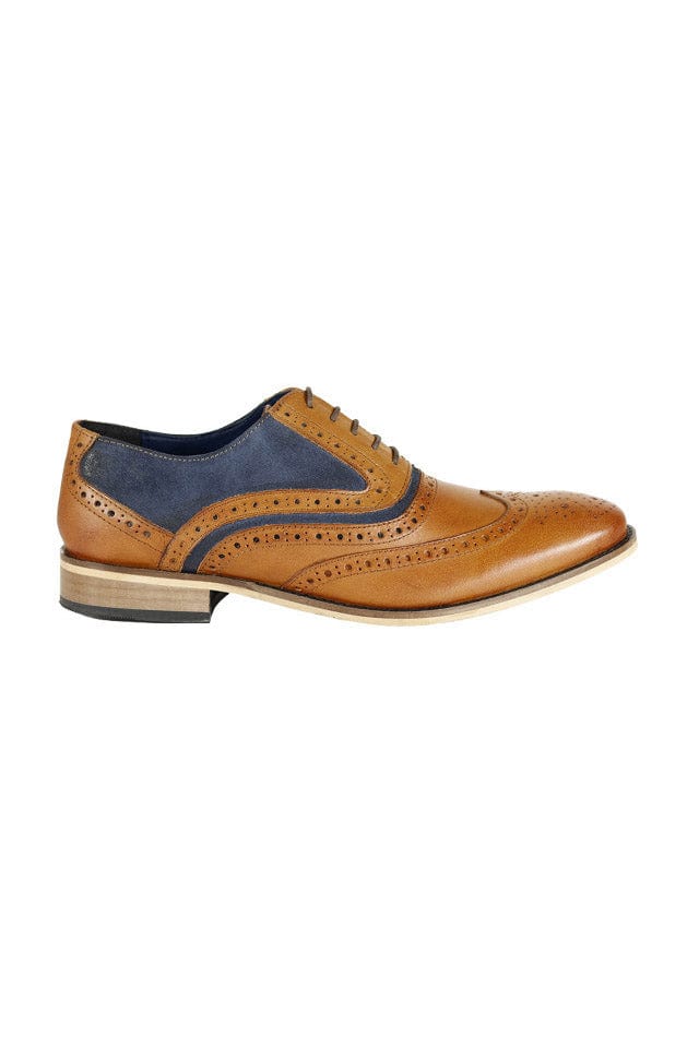 FRONT Spencer Leather Brogues - Tan/Navy