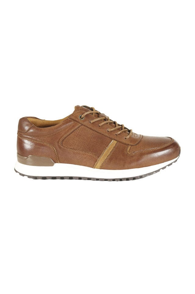 FRONT Tiago Leather Trainers - Tan