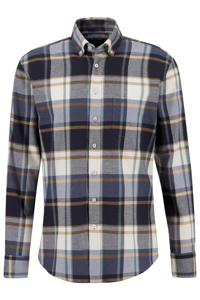 Fynch Hatton Brushed Cotton Check Shirt - Navy