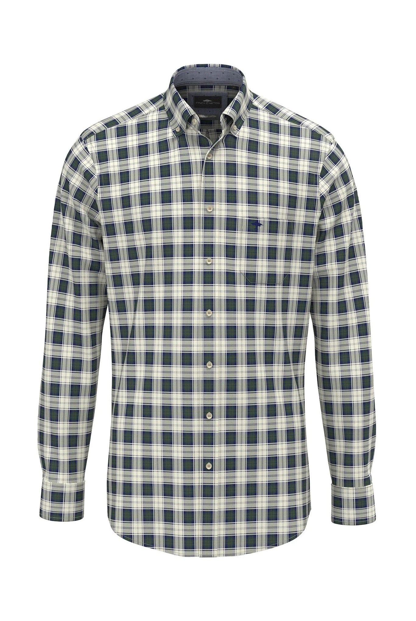 Fynch Hatton Button-Down Check Shirt - Dark Leaf