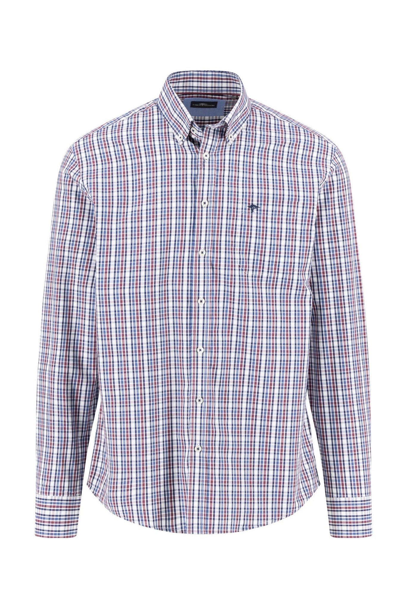 Fynch Hatton Button-Down Check Shirt - Deep Merlot