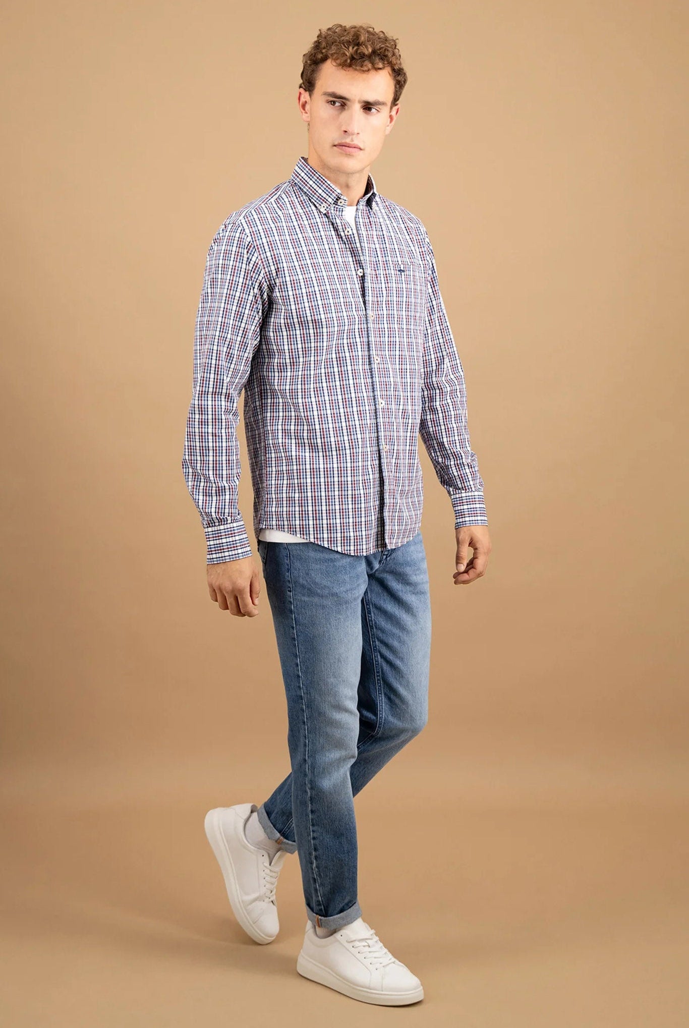 Fynch Hatton Button-Down Check Shirt - Deep Merlot