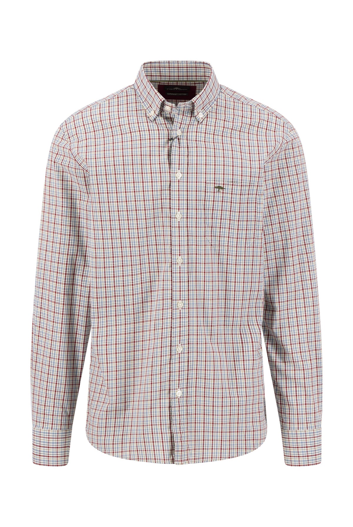 Fynch Hatton Button-Down Colourful Check Shirt - Brick