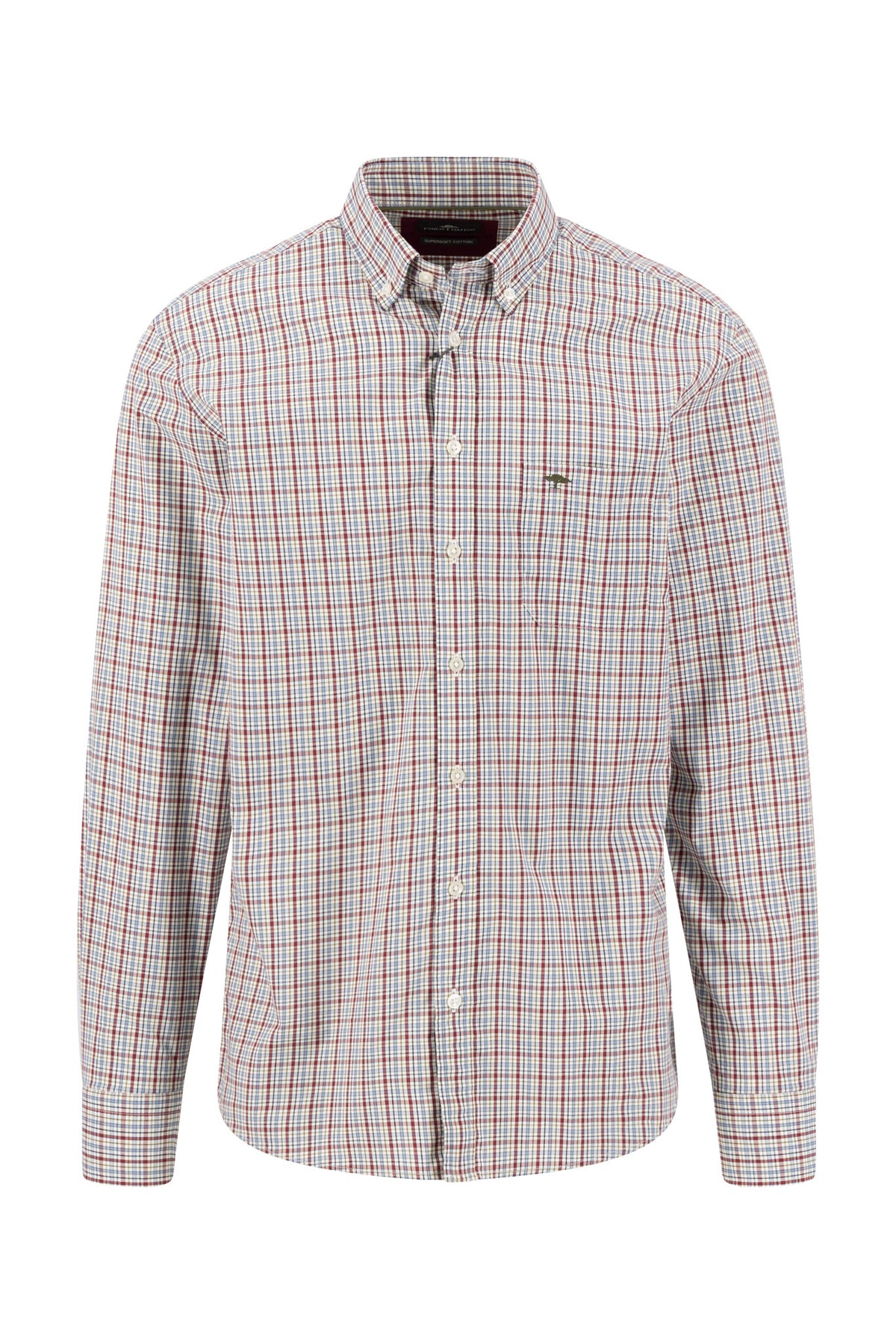 Fynch Hatton Button-Down Colourful Check Shirt - Brick