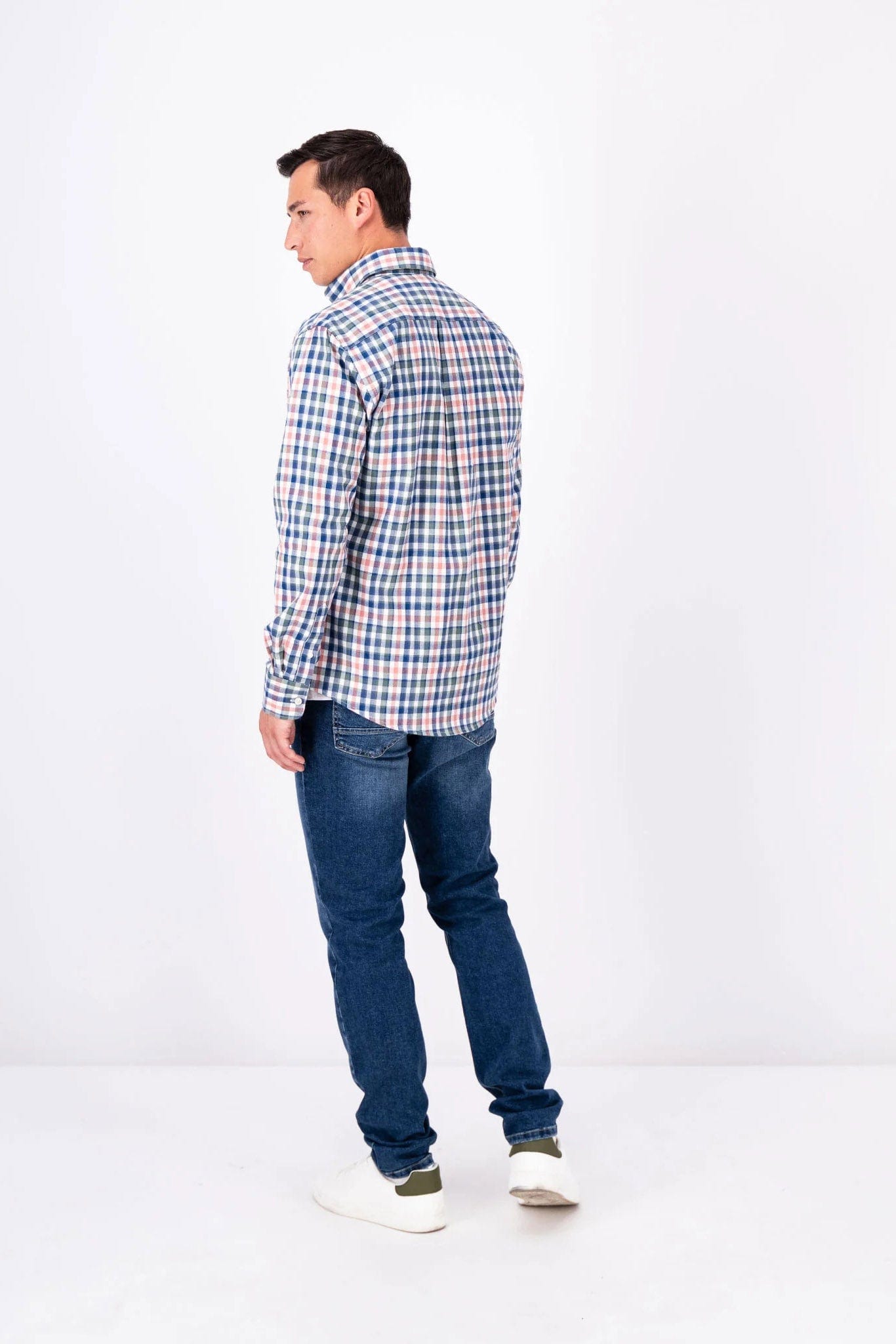 Fynch Hatton Button-Down Cotton Check Shirt - Pale Berry