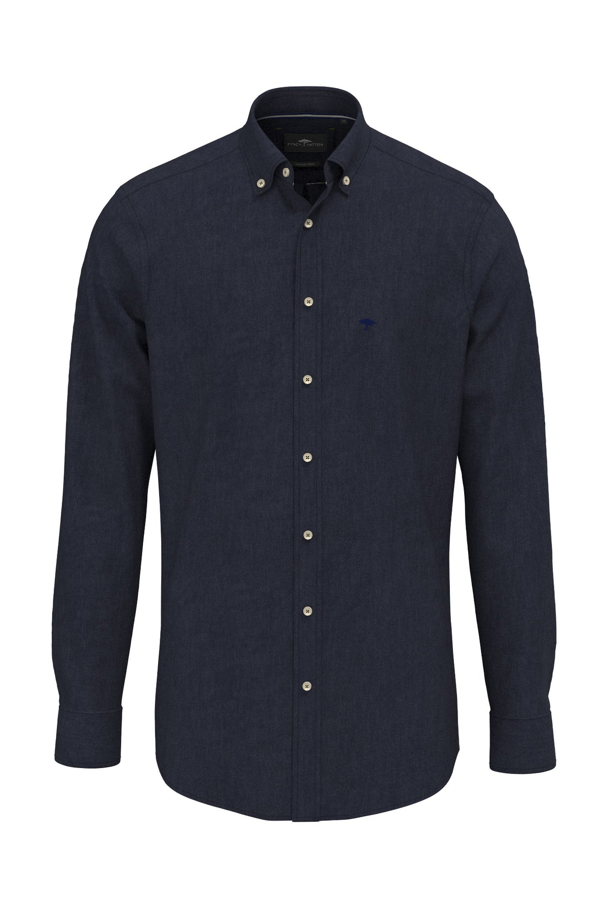 Fynch Hatton Button-Down Dark Denim Shirt - Navy