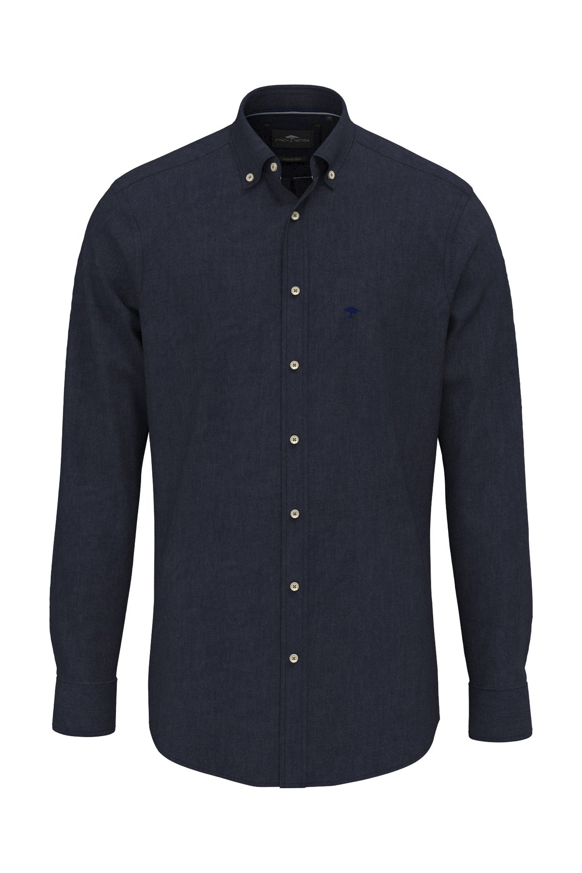 Fynch Hatton Button-Down Dark Denim Shirt - Navy